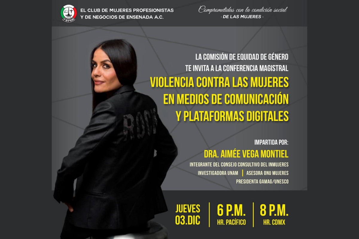 Atenta Invitación a Conferencia Magistral:  Violencia Contra las Mujeres en Medios de Comunicación y Plataformas Digitales